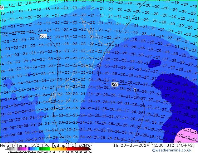 Z500/Rain (+SLP)/Z850 ECMWF jue 20.06.2024 12 UTC