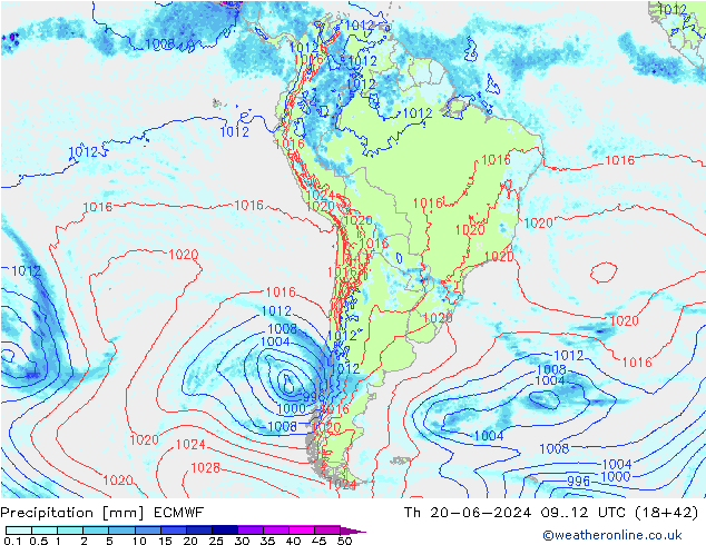 precipitação ECMWF Qui 20.06.2024 12 UTC