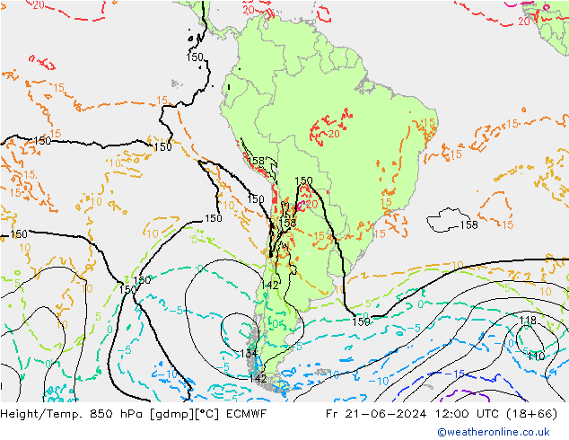 Z500/Yağmur (+YB)/Z850 ECMWF Cu 21.06.2024 12 UTC