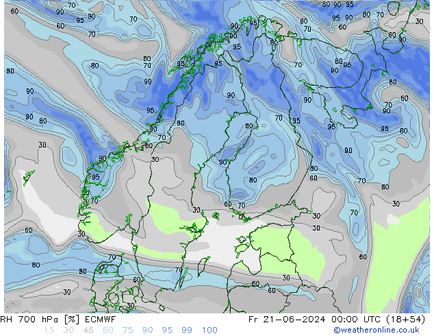 RH 700 hPa ECMWF Fr 21.06.2024 00 UTC