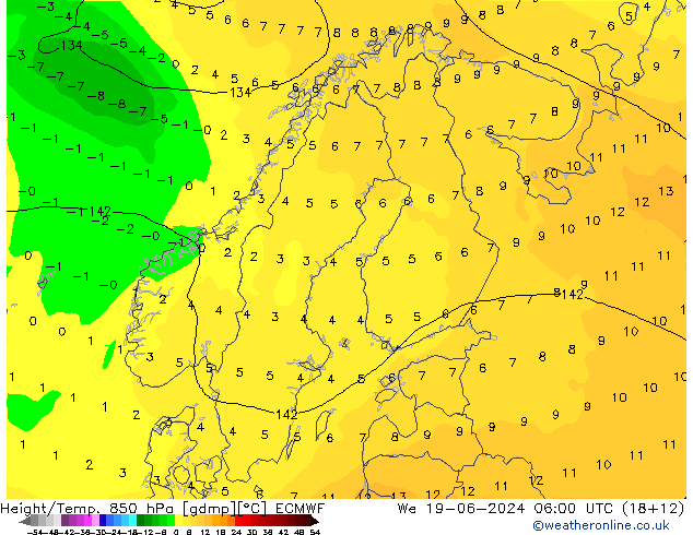 Z500/Rain (+SLP)/Z850 ECMWF Mi 19.06.2024 06 UTC