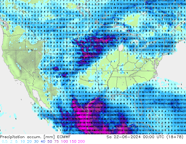 Précipitation accum. ECMWF sam 22.06.2024 00 UTC