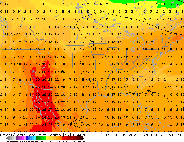 Z500/Rain (+SLP)/Z850 ECMWF Th 20.06.2024 12 UTC