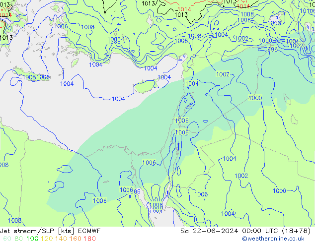 Corrente a getto ECMWF sab 22.06.2024 00 UTC