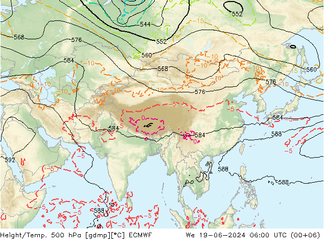 Z500/Rain (+SLP)/Z850 ECMWF mer 19.06.2024 06 UTC