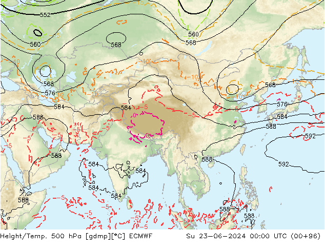 Z500/Rain (+SLP)/Z850 ECMWF Su 23.06.2024 00 UTC