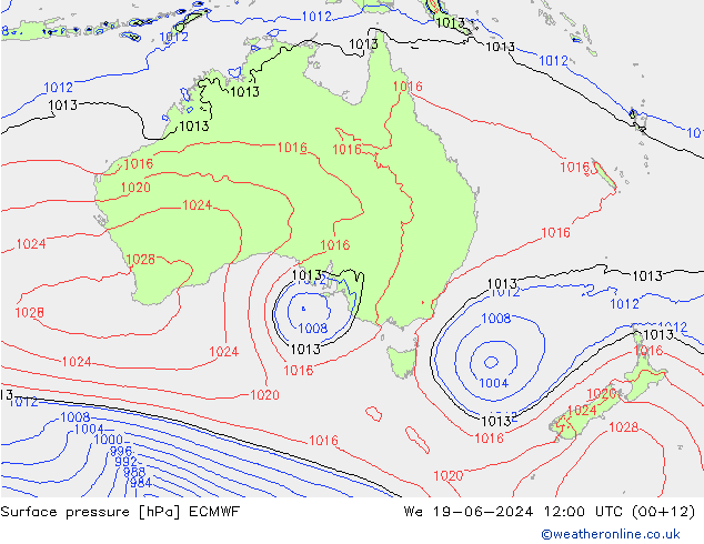 ciśnienie ECMWF śro. 19.06.2024 12 UTC