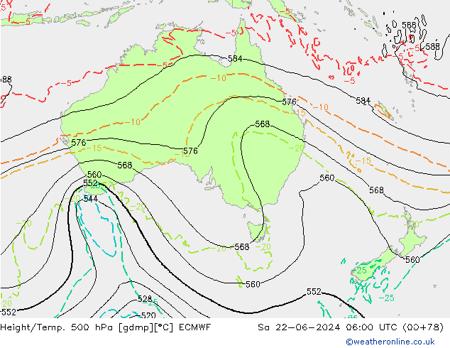 Z500/Yağmur (+YB)/Z850 ECMWF Cts 22.06.2024 06 UTC