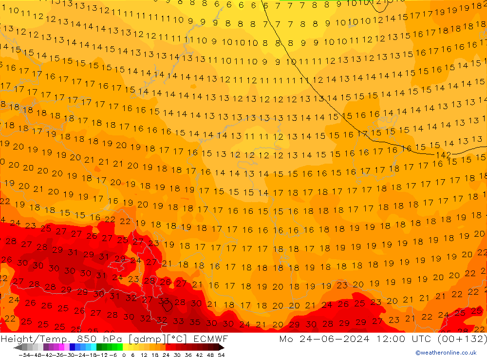 Z500/Regen(+SLP)/Z850 ECMWF ma 24.06.2024 12 UTC