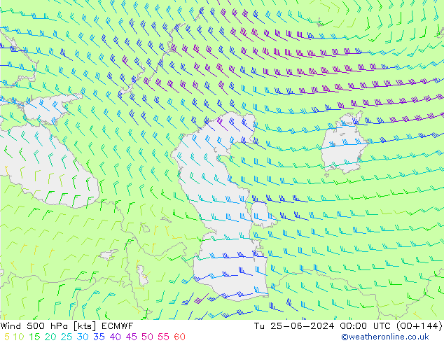 Wind 500 hPa ECMWF Tu 25.06.2024 00 UTC