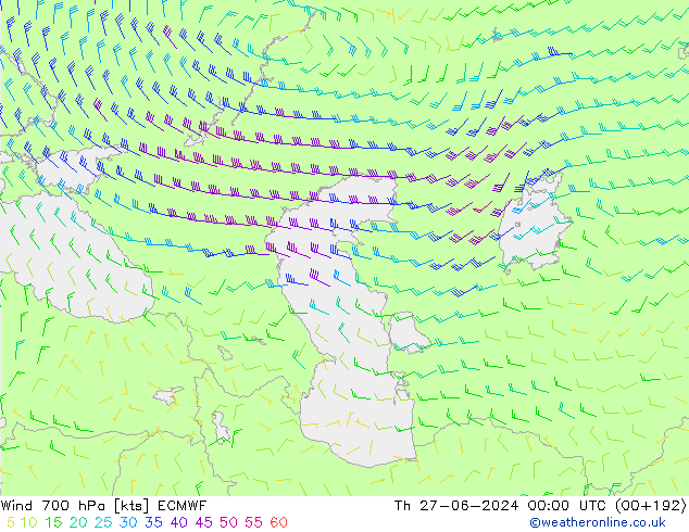 Rüzgar 700 hPa ECMWF Per 27.06.2024 00 UTC