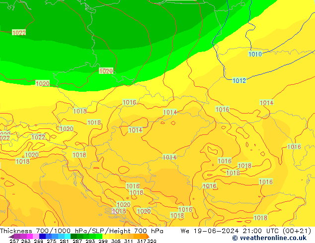 Dikte700-1000 hPa ECMWF wo 19.06.2024 21 UTC