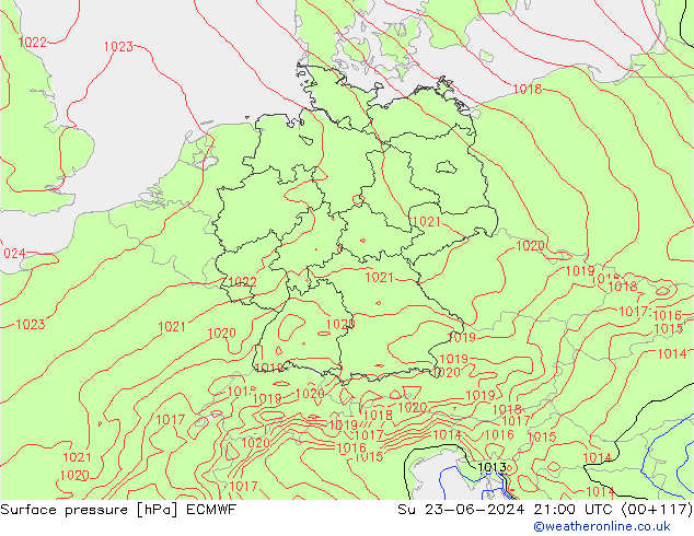 pression de l'air ECMWF dim 23.06.2024 21 UTC