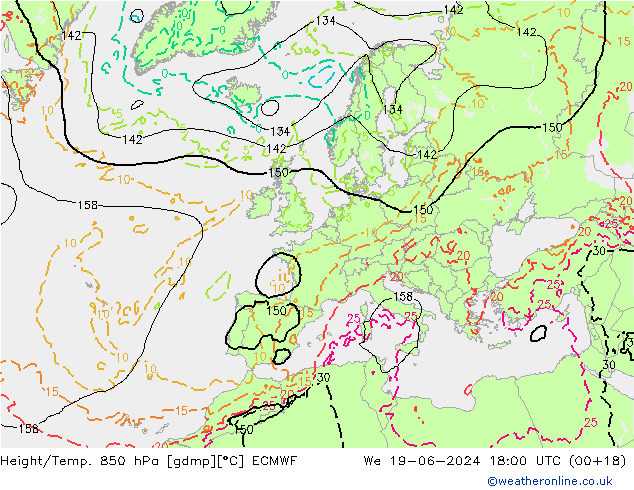 Z500/Rain (+SLP)/Z850 ECMWF We 19.06.2024 18 UTC