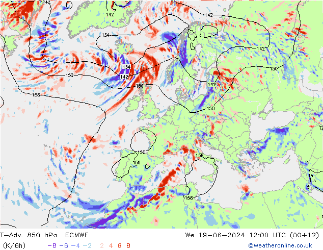 T-Adv. 850 hPa ECMWF Çar 19.06.2024 12 UTC