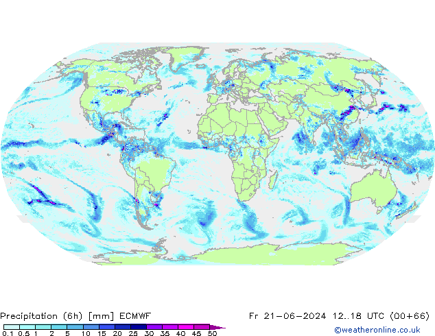 Précipitation (6h) ECMWF ven 21.06.2024 18 UTC
