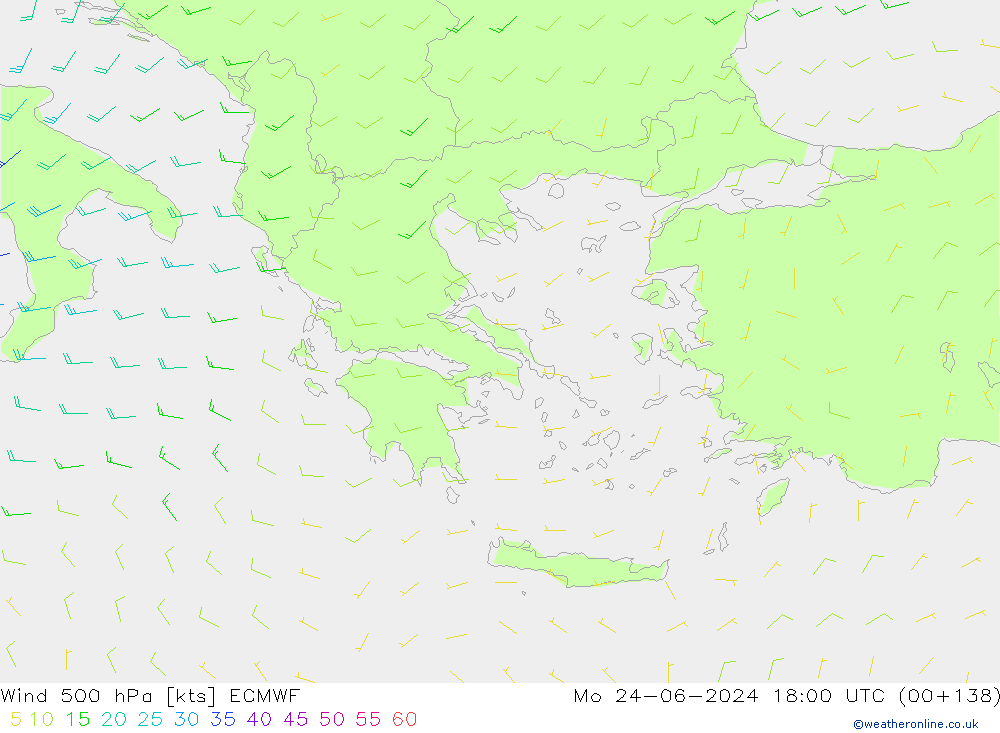 wiatr 500 hPa ECMWF pon. 24.06.2024 18 UTC