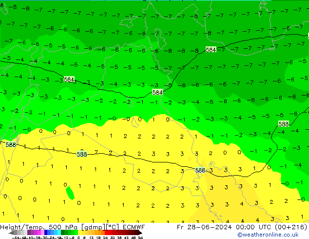 Z500/Rain (+SLP)/Z850 ECMWF Fr 28.06.2024 00 UTC