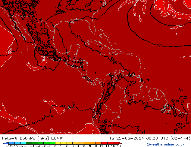 Theta-W 850hPa ECMWF Tu 25.06.2024 00 UTC