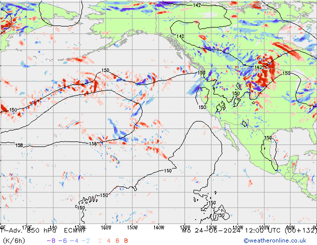 T-Adv. 850 гПа ECMWF пн 24.06.2024 12 UTC