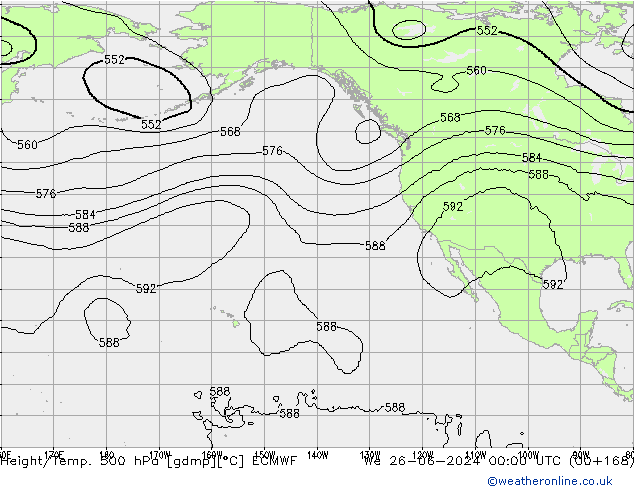 Height/Temp. 500 hPa ECMWF Qua 26.06.2024 00 UTC