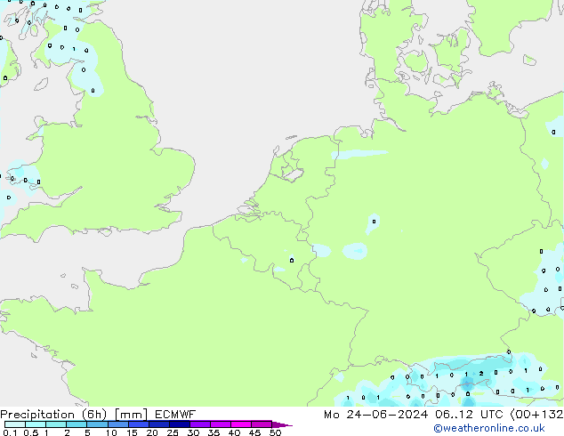 Z500/Rain (+SLP)/Z850 ECMWF Mo 24.06.2024 12 UTC