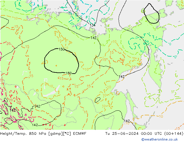 Z500/Regen(+SLP)/Z850 ECMWF di 25.06.2024 00 UTC