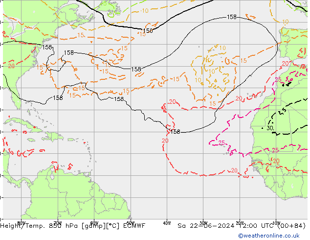 Z500/Rain (+SLP)/Z850 ECMWF сб 22.06.2024 12 UTC