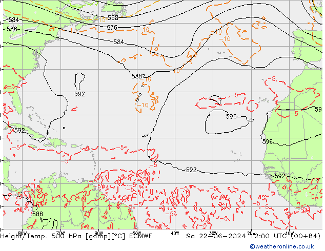 Z500/Rain (+SLP)/Z850 ECMWF сб 22.06.2024 12 UTC