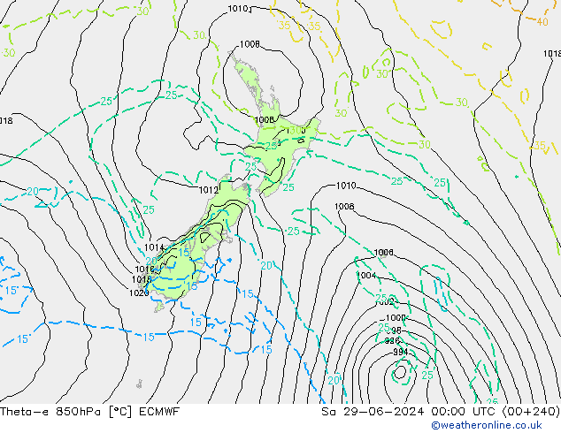 Theta-e 850гПа ECMWF сб 29.06.2024 00 UTC