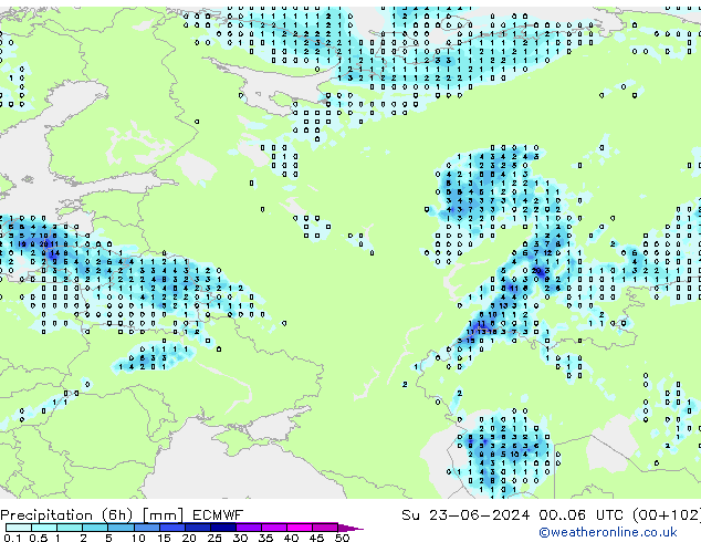 Z500/Rain (+SLP)/Z850 ECMWF dom 23.06.2024 06 UTC