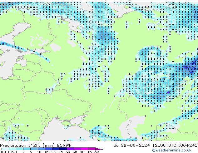 осадки (12h) ECMWF сб 29.06.2024 00 UTC