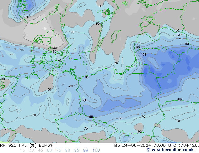 RH 925 hPa ECMWF lun 24.06.2024 00 UTC