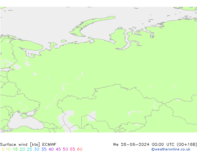 Wind 10 m ECMWF wo 26.06.2024 00 UTC
