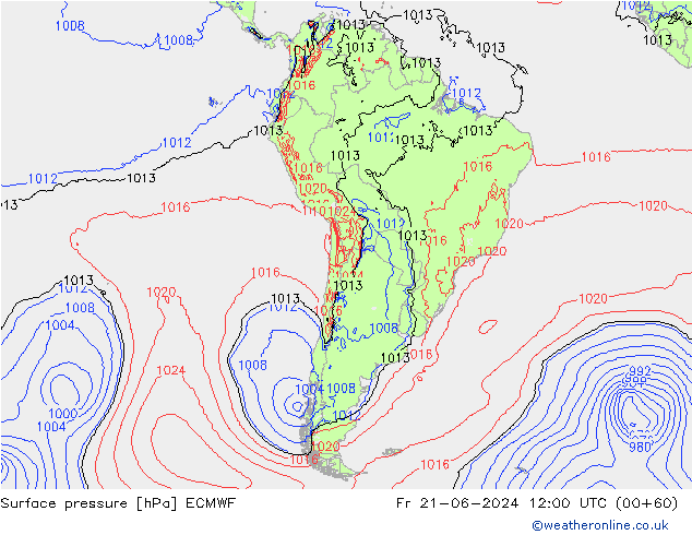 Surface pressure ECMWF Fr 21.06.2024 12 UTC