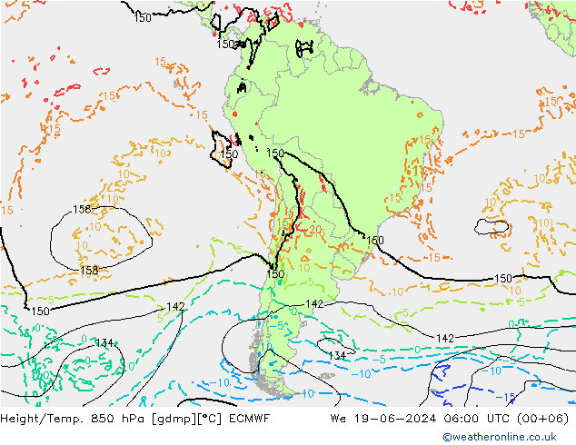Z500/Rain (+SLP)/Z850 ECMWF 星期三 19.06.2024 06 UTC