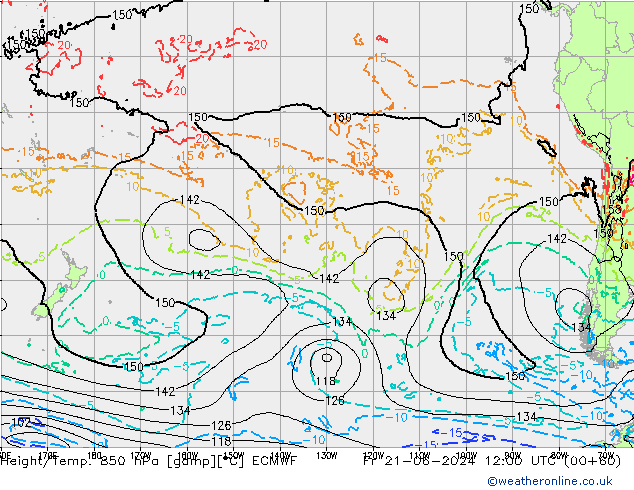 Height/Temp. 850 hPa ECMWF ven 21.06.2024 12 UTC