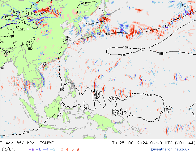 T-Adv. 850 hPa ECMWF di 25.06.2024 00 UTC