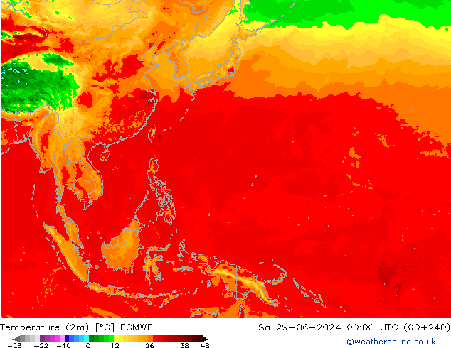 Sıcaklık Haritası (2m) ECMWF Cts 29.06.2024 00 UTC
