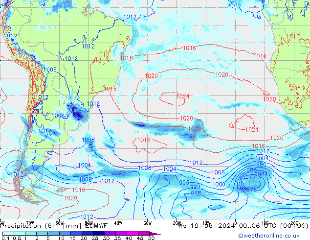 Z500/Rain (+SLP)/Z850 ECMWF ср 19.06.2024 06 UTC