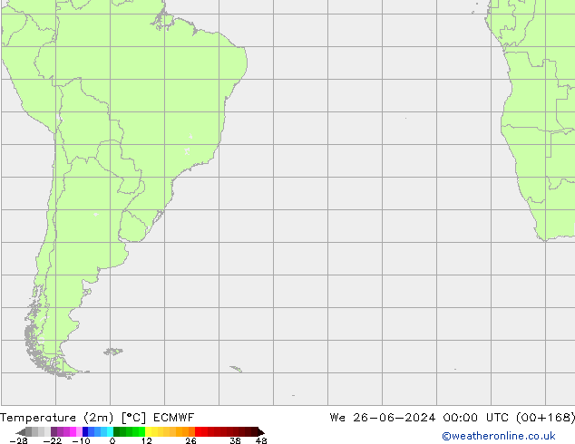 Temperaturkarte (2m) ECMWF Mi 26.06.2024 00 UTC