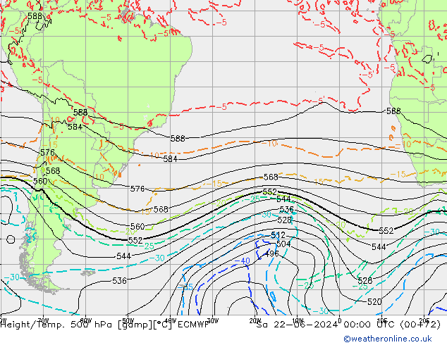 Z500/Rain (+SLP)/Z850 ECMWF сб 22.06.2024 00 UTC