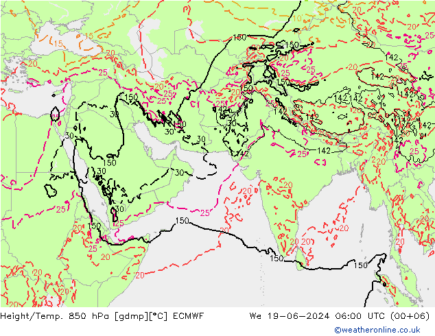 Z500/Rain (+SLP)/Z850 ECMWF We 19.06.2024 06 UTC