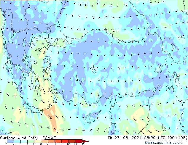  10 m (bft) ECMWF  27.06.2024 06 UTC