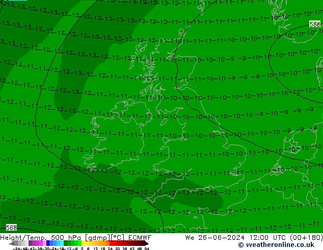 Z500/Rain (+SLP)/Z850 ECMWF ��� 26.06.2024 12 UTC