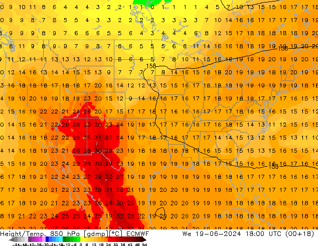 Z500/Rain (+SLP)/Z850 ECMWF mer 19.06.2024 18 UTC