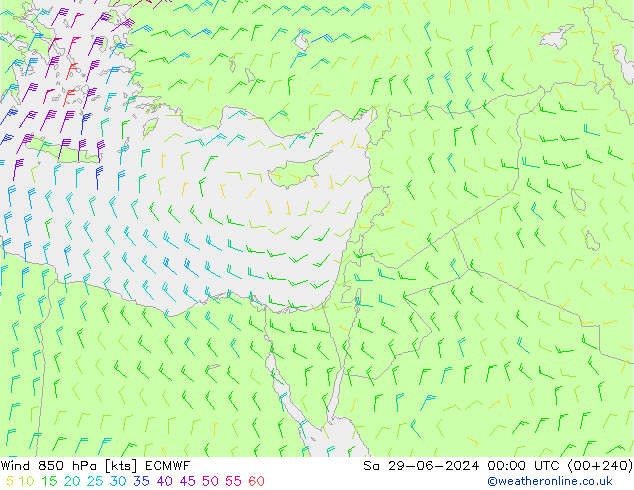 Vent 850 hPa ECMWF sam 29.06.2024 00 UTC