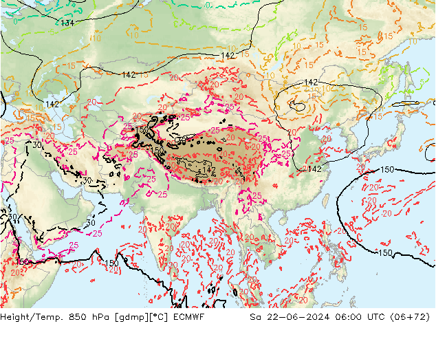 Z500/Rain (+SLP)/Z850 ECMWF Sáb 22.06.2024 06 UTC