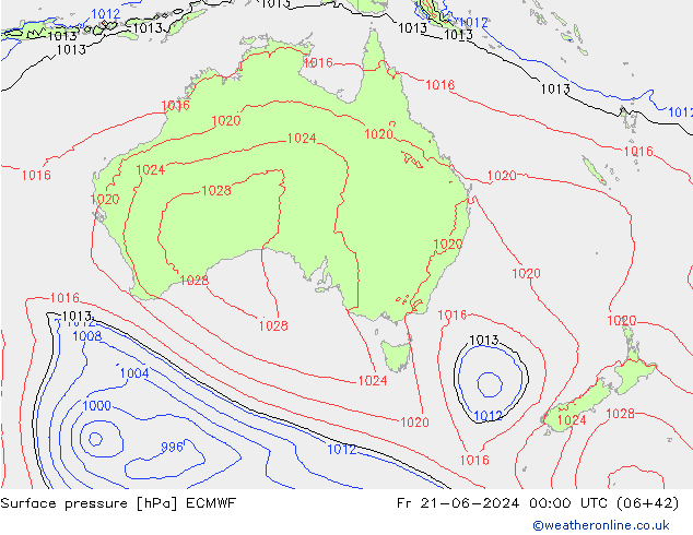 Surface pressure ECMWF Fr 21.06.2024 00 UTC