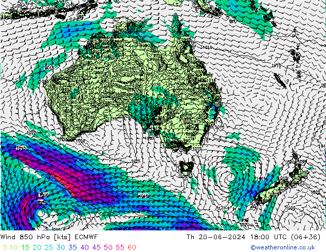 Wind 850 hPa ECMWF do 20.06.2024 18 UTC